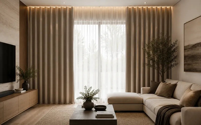 Ceiling-Height Ripple Fold Drapes