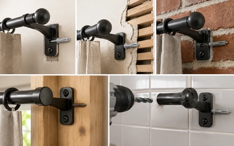 How to Install Curtain Rods on Different Wall Types